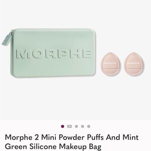 Morphe 2 Mini Powder Puffs And Mint Green Silicone Makeup Bag